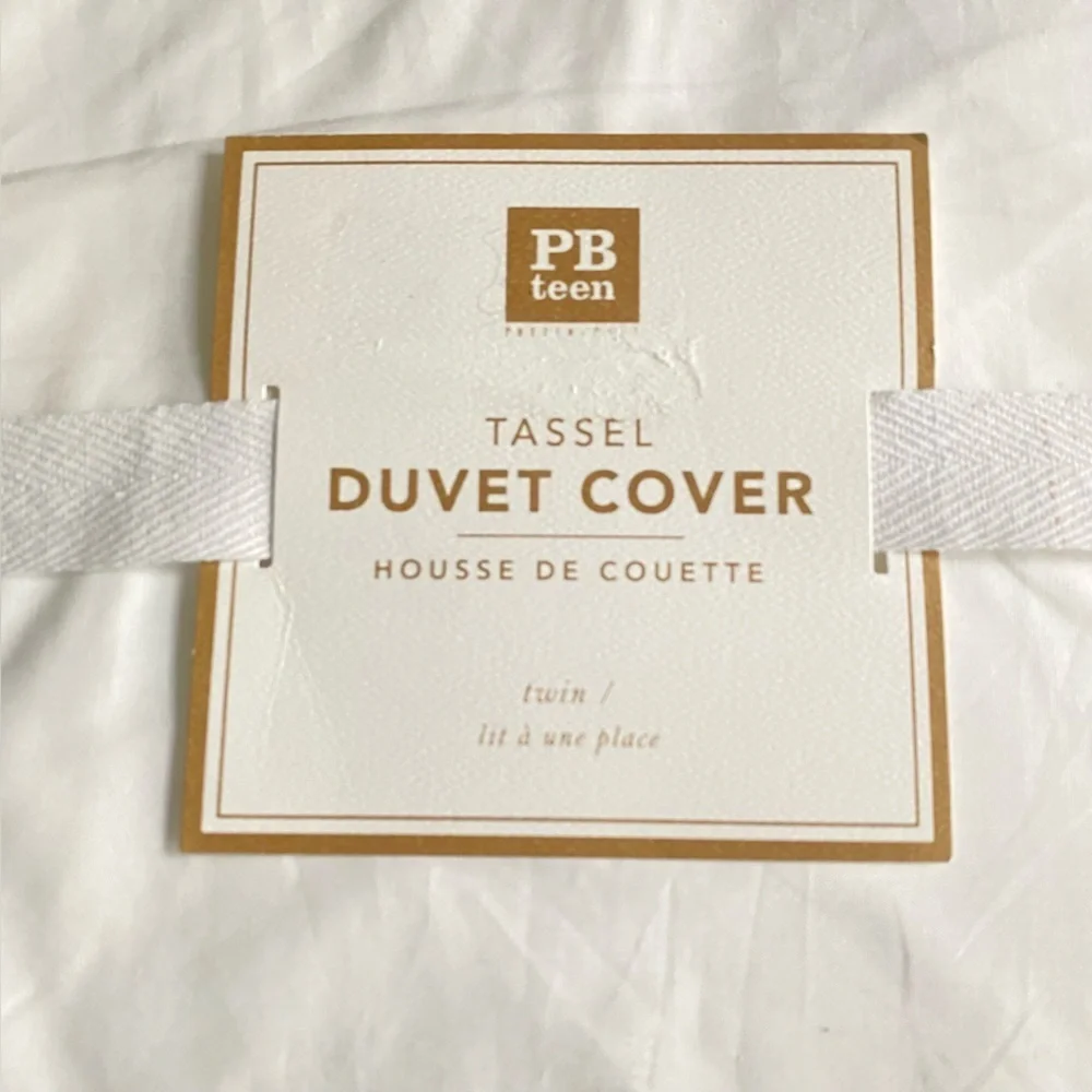 Pottery Barn Teen Green Tassel Duvet Cover Size Twin PB Teen NWTColege